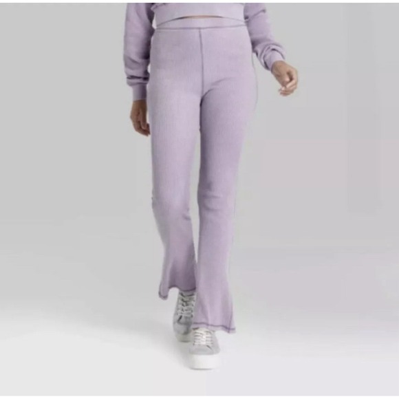 wild fable Pants - Wild Fable Junior's XS Waffle Knit Flare Pull On Lounge Pants Light Purple
